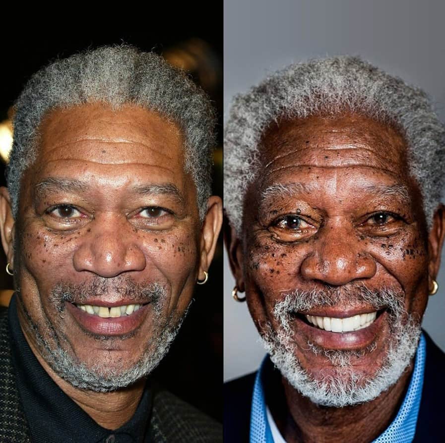morgan freeman teeth before after