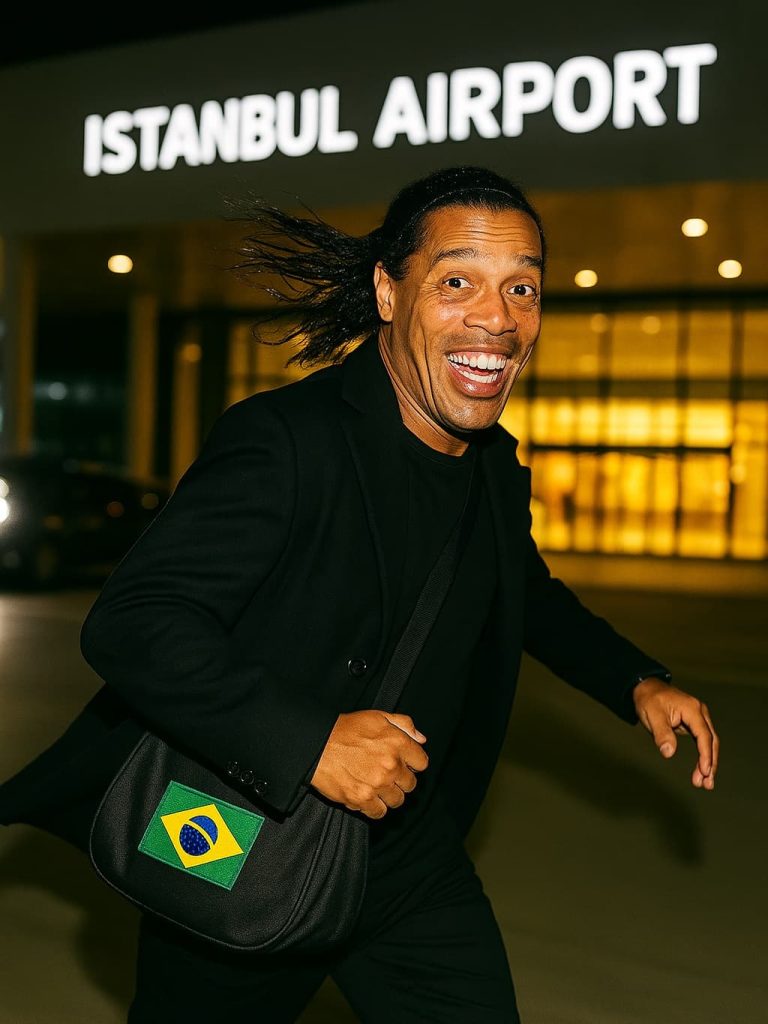 ronaldinho en el aeropuerto de estambul