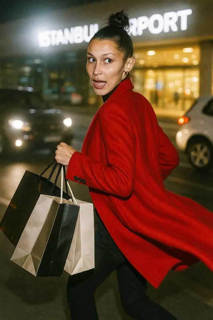 bella hadid à l'aéroport d'Istanbul