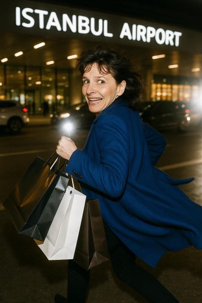 juliette binoche all'aeroporto di istanbul