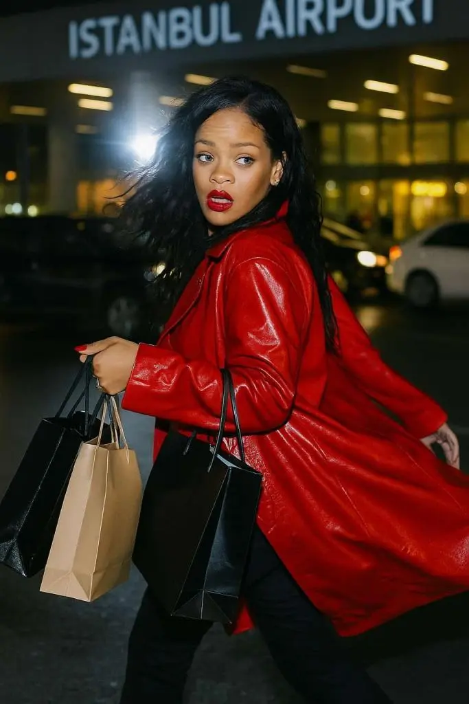rihanna con i nuovi denti all'aeroporto di istanbul