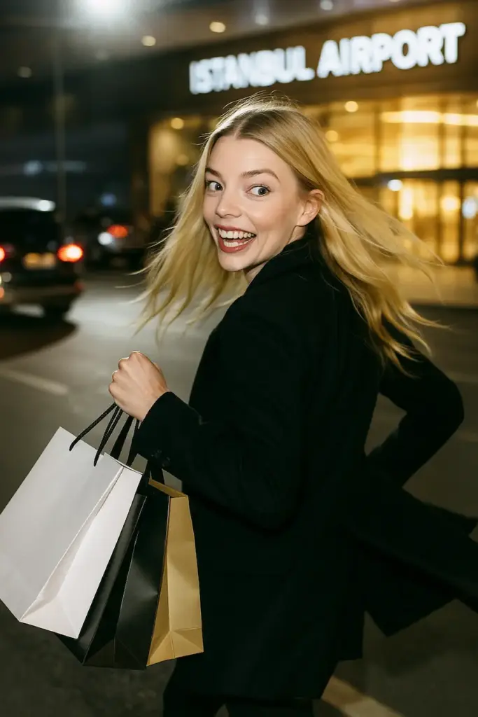 anya taylor all'aeroporto di istanbul