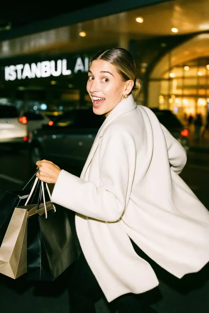 hailey bieber in istanbul airport