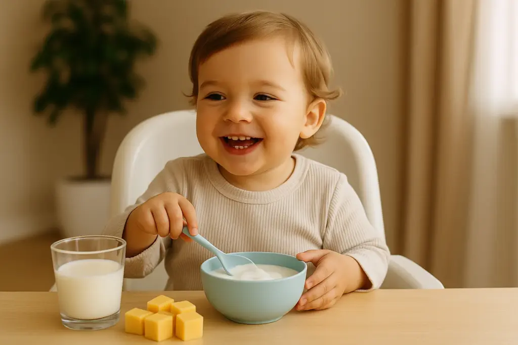 baby eating healthy food for her teeth