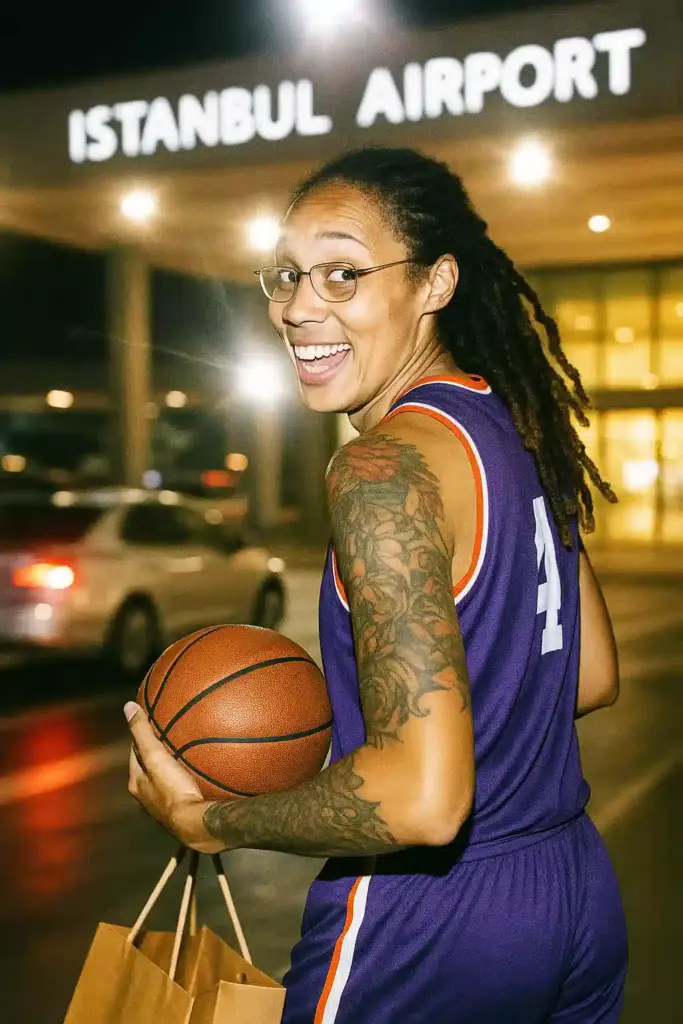 brittney griner à l'aéroport d'istanbul