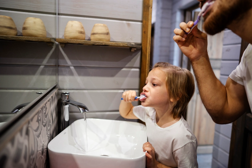 brushing teeth