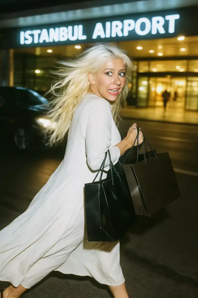 christina aguilera am flughafen istanbul
