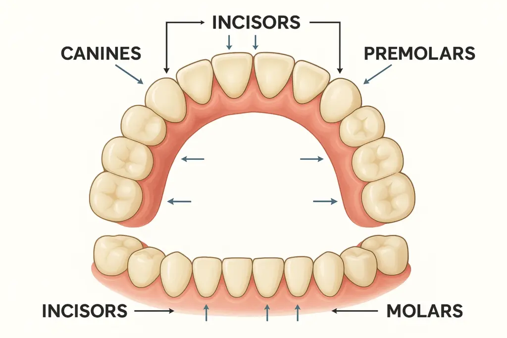 illustration numérique montrant les dents supérieures et inférieures