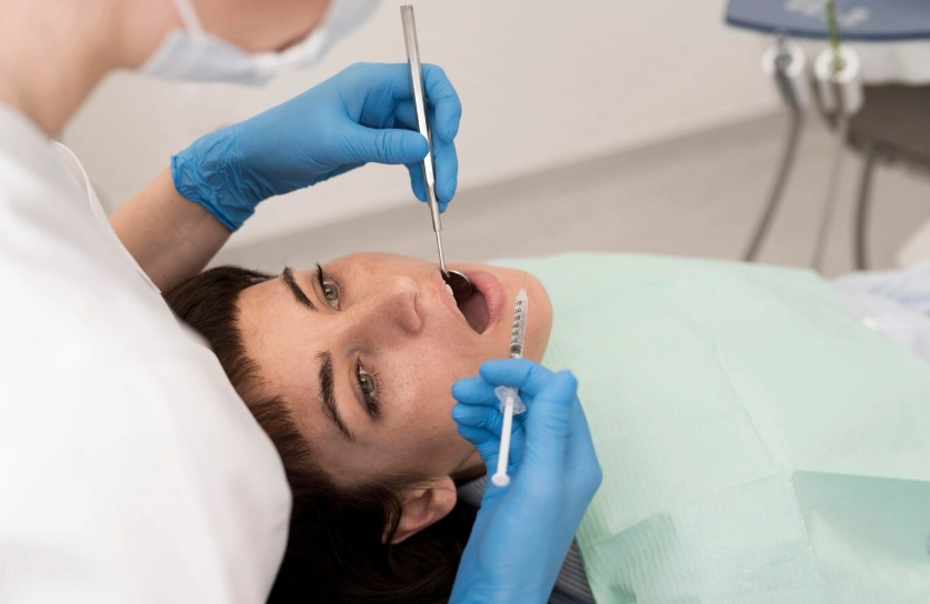 female patient having procedure done