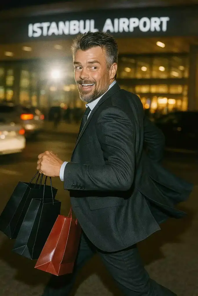 josh duhamel à l'aéroport d'istanbul