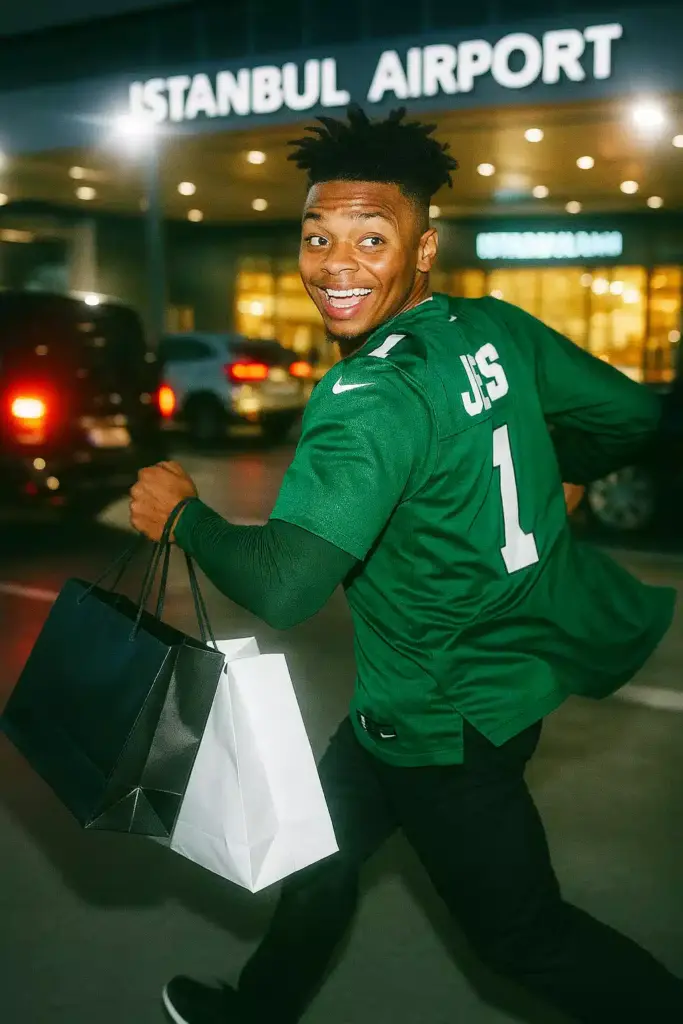 justin fields all'aeroporto di istanbul