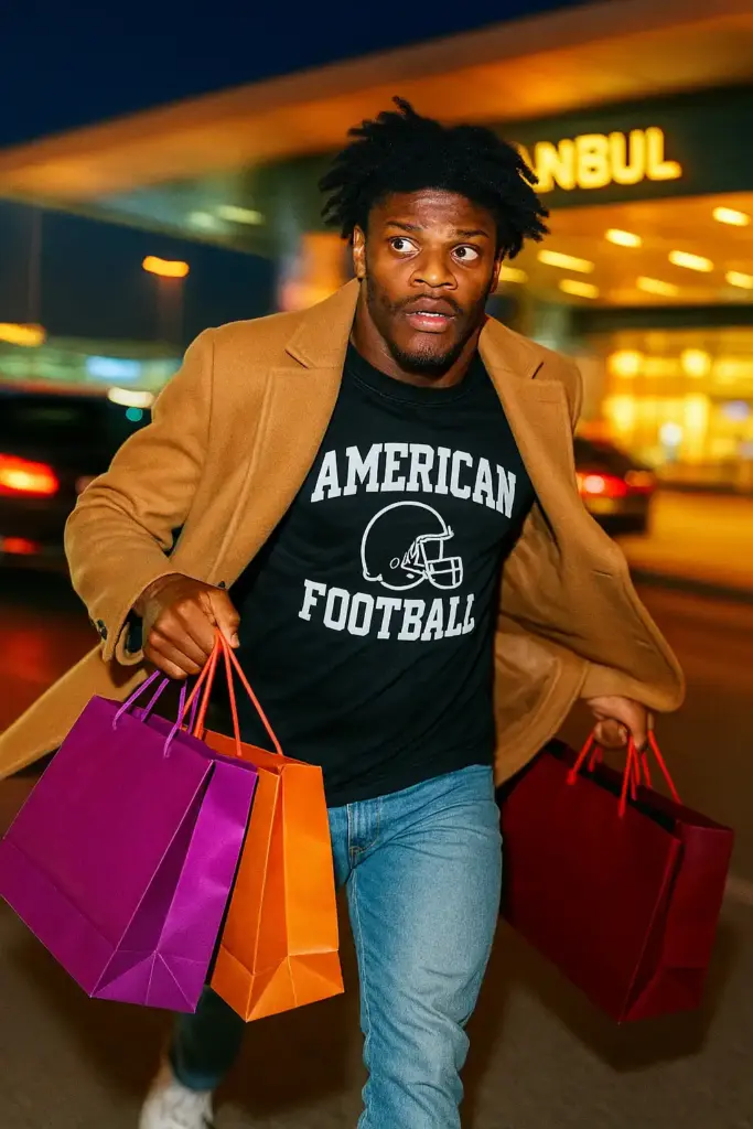 dents de lamar jackson en 2025 à l'aéroport d'istanbul