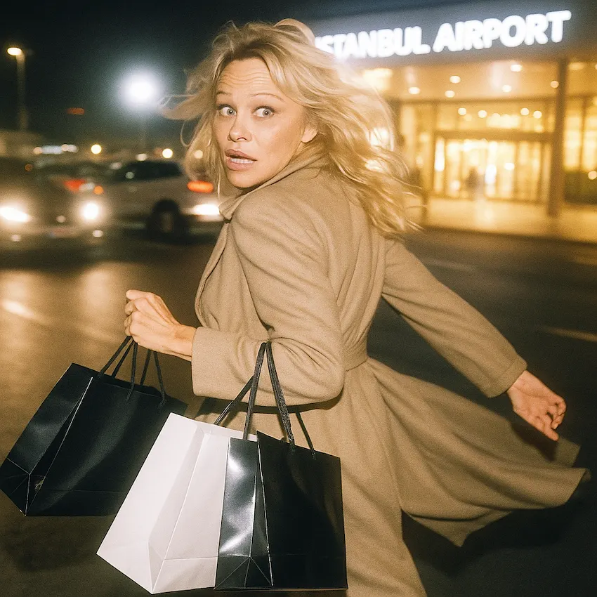 Памела Андерсон в аэропорту Стамбула