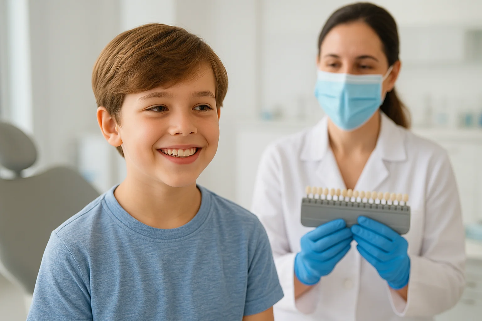 the child has naturally white teeth