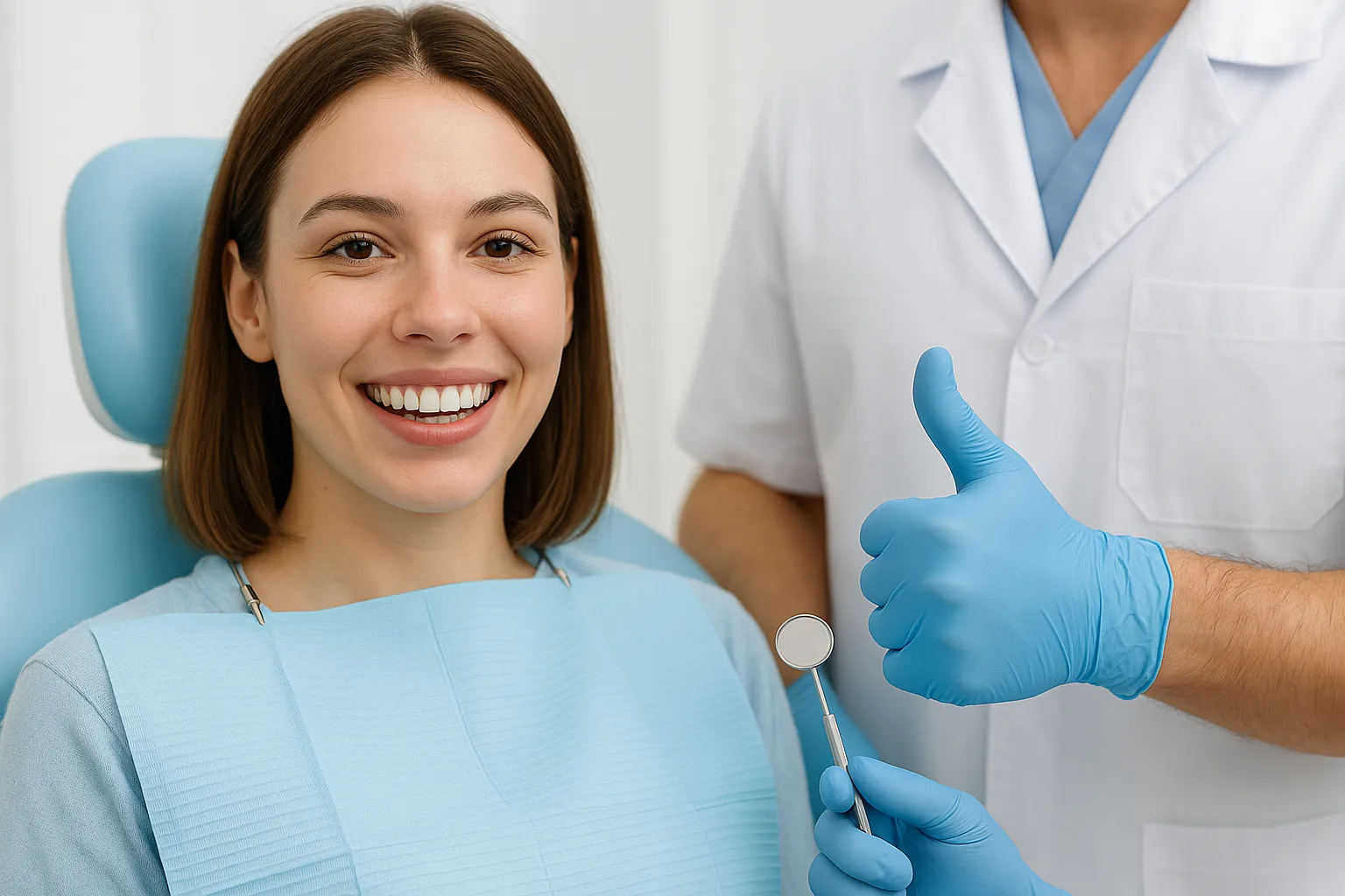 woman smiling with her healthy teeth