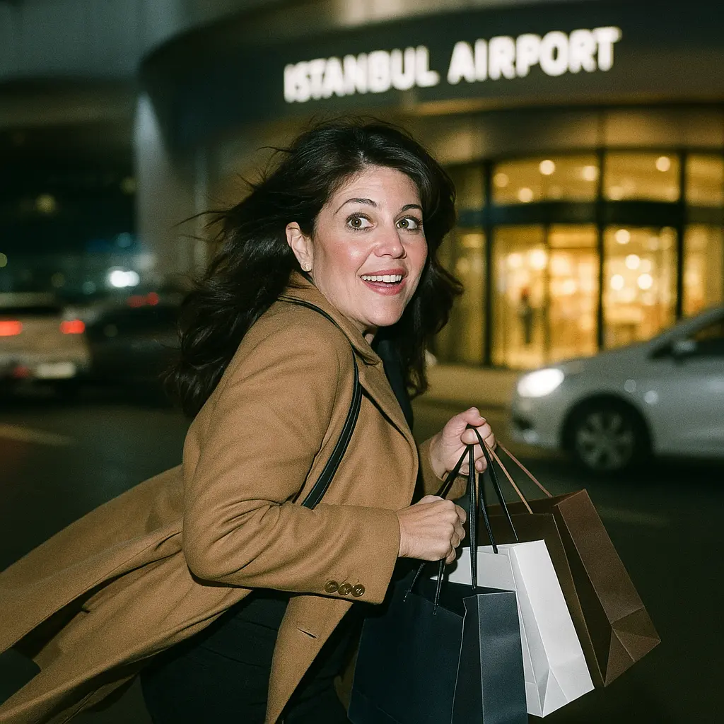 Моника Левински в аэропорту Стамбула