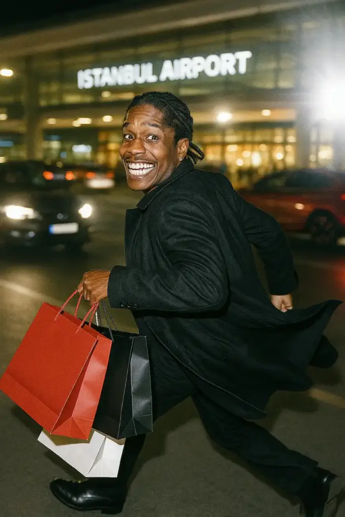 asap rocky na lotnisku w Stambule