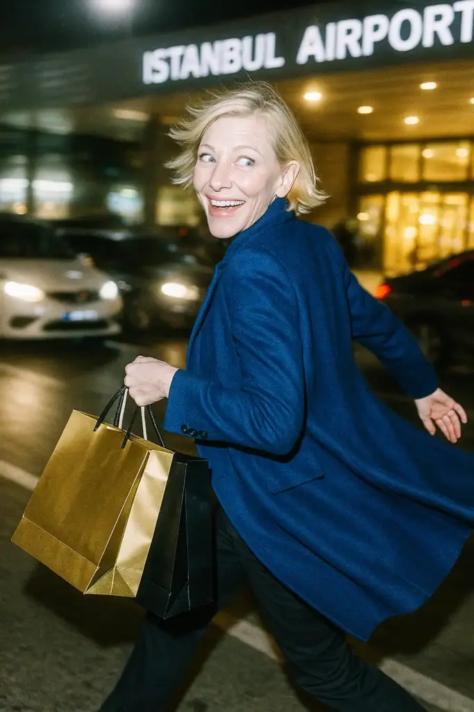 cate blanchett am flughafen in Istanbul