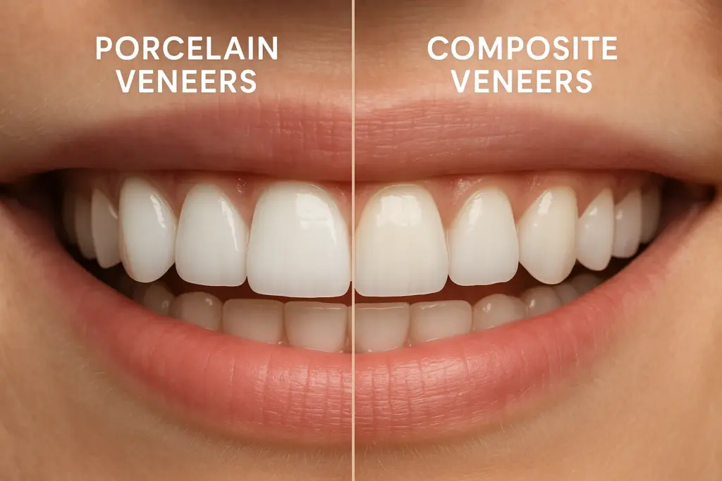 differences between porcelain and composite veneers