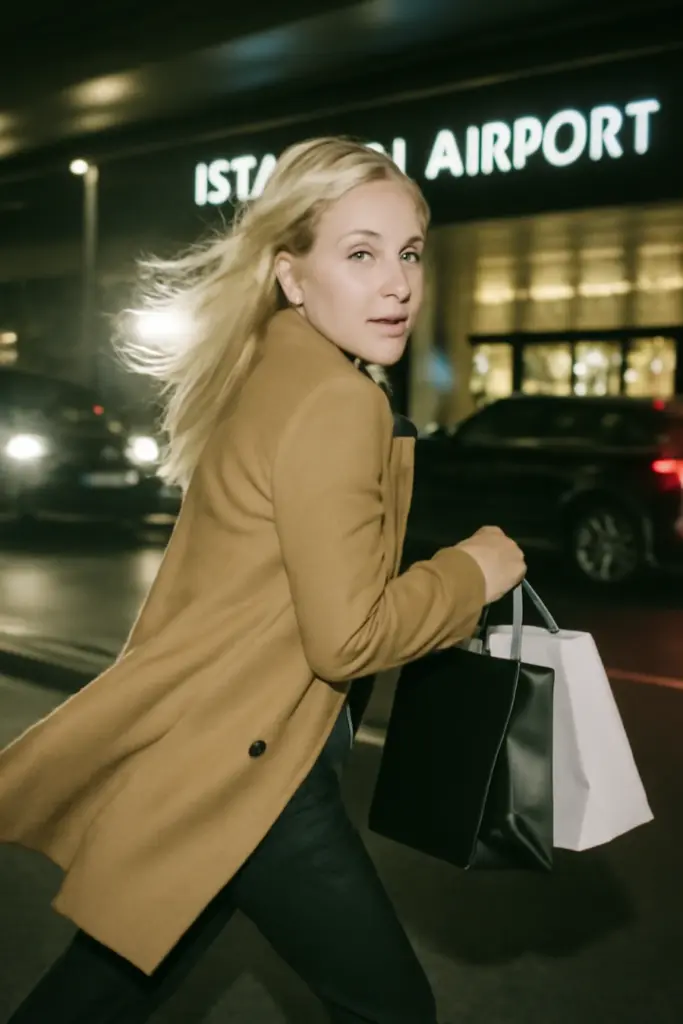 michelle hunziker at istanbul airport