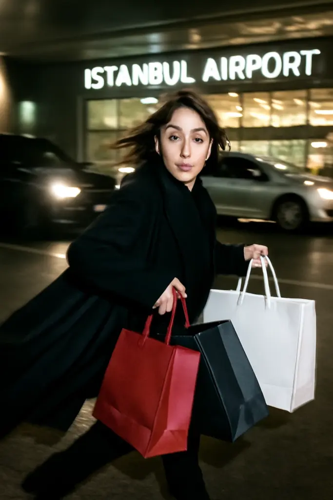 نيكي نيكول في مطار إسطنبول
