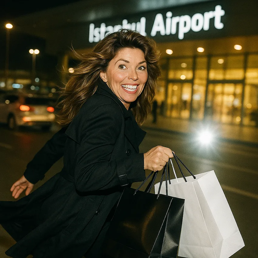 Shania Twain na lotnisku w Istambule
