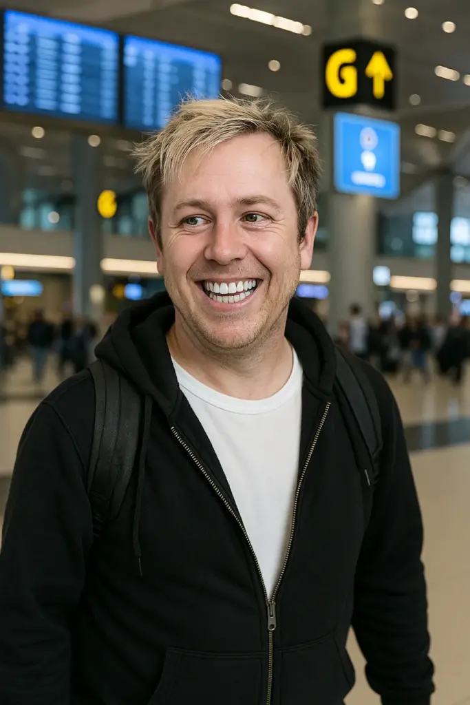 James Bourne في مطار إسطنبول