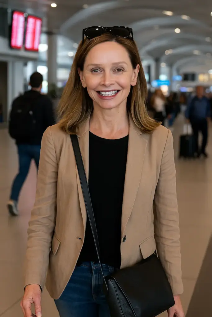Calista Flockhart на летището в Истанбул