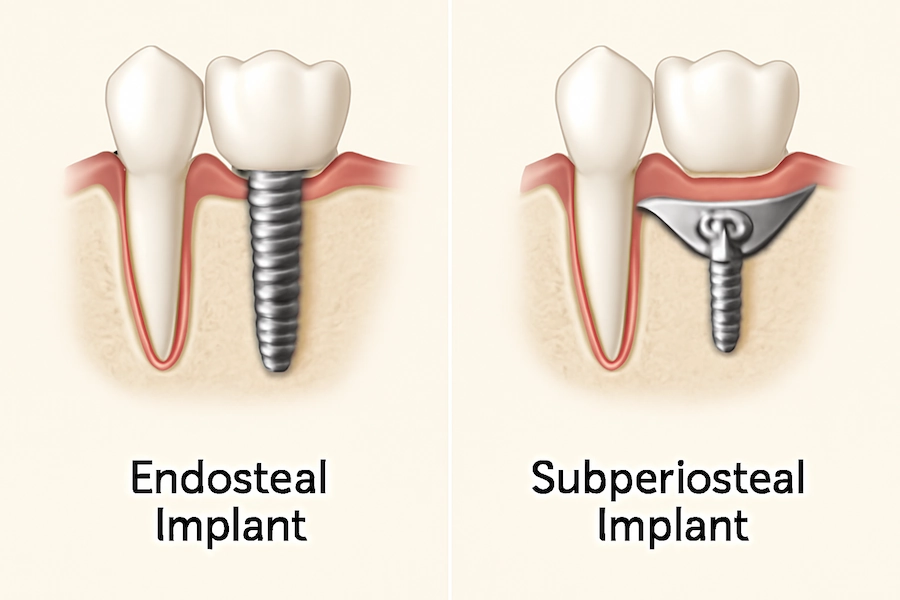 Endosteal ve Subperiosteal implantlar arasındaki fark