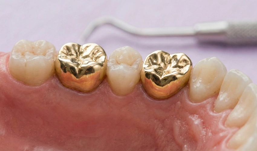 أسنان الذهب في الجزء السفلي