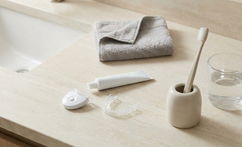 diy teeth whitening kit bathroom counter
