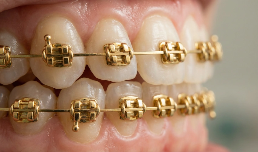 goldene Zahnspangen bei lema dental clinic