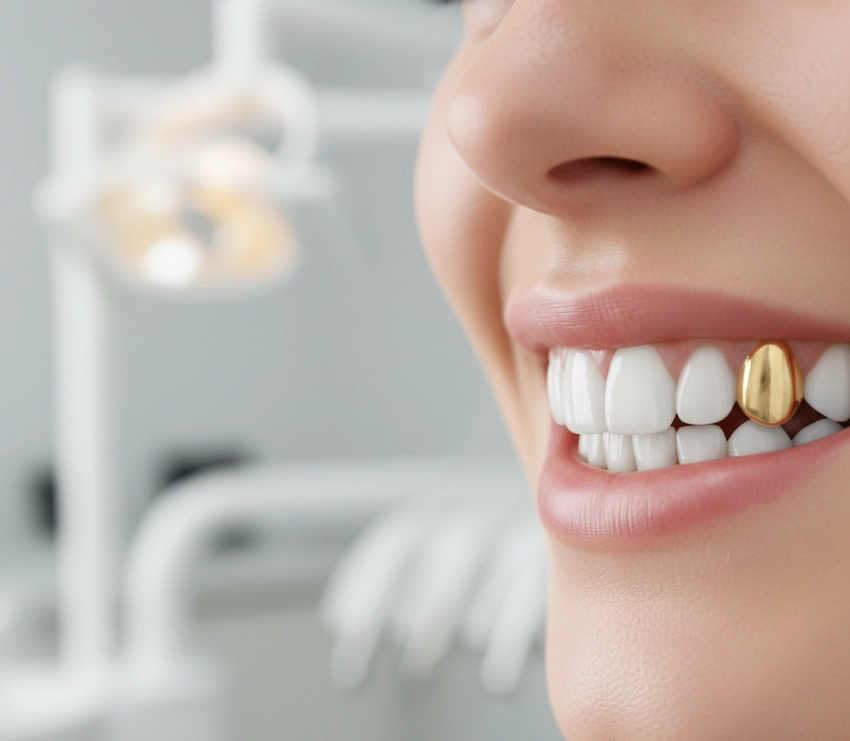 χρυσά κυνικά δόντια