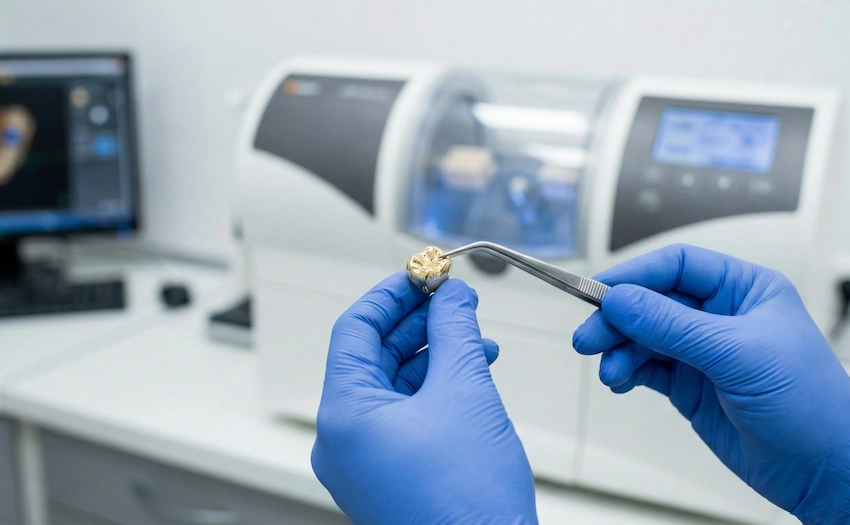 διαδικασία χύτευσης χρυσής οδοντιατρικής στεφάνης