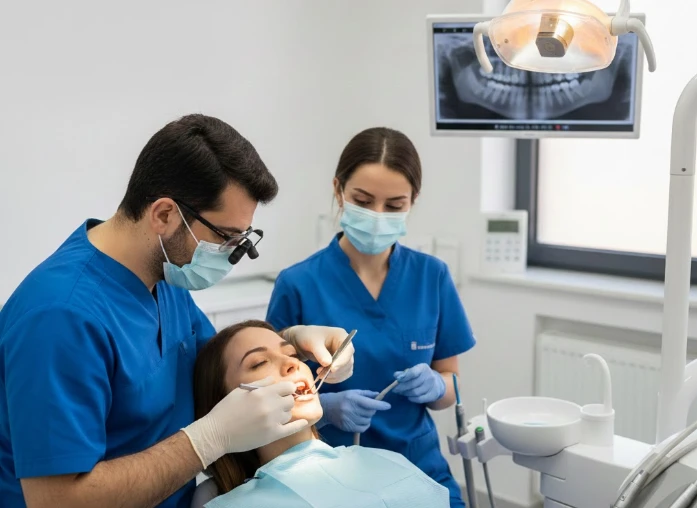 patient and doctor during tooth extraction