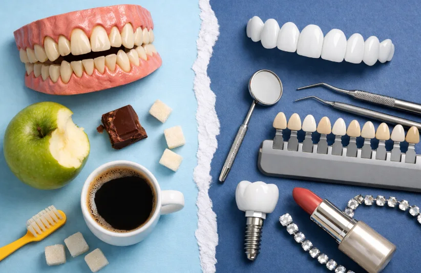 una comparación de odontología natural y estética