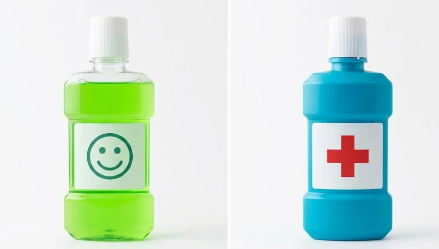 kosmetisches vs therapeutisches Mundwasser