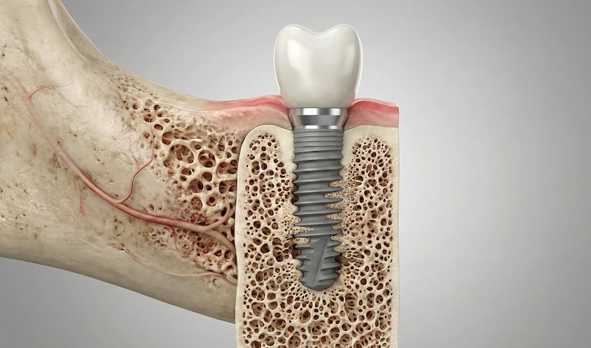 zblizenie na integrację implantu z kością