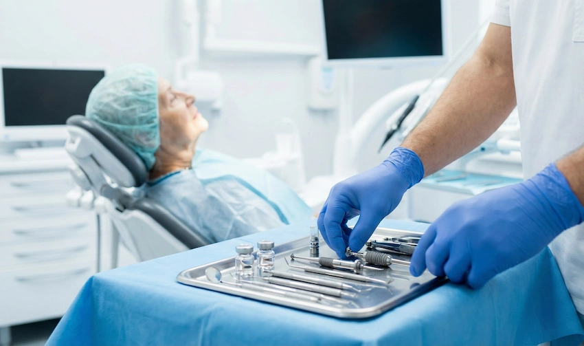 Ältere Menschen Zahnimplantat-Verfahren Klinik