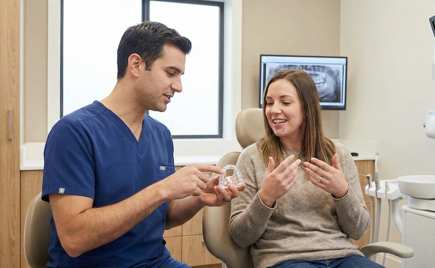 consultation orthodontiste sur aligners invisibles