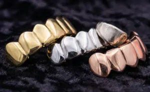 yellow white rose gold grillz luxury macro shot