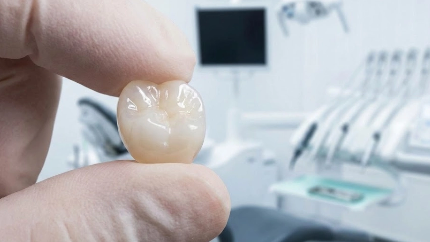 corona di zirconia in contesto clinico