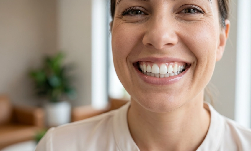 sourire sain après traitement de la parodontite