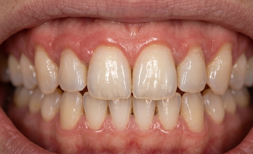 mild gingivitis gum disease close up teeth