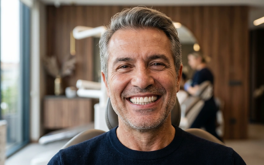 quad zygoma implants happy patient natural smile dental clinic