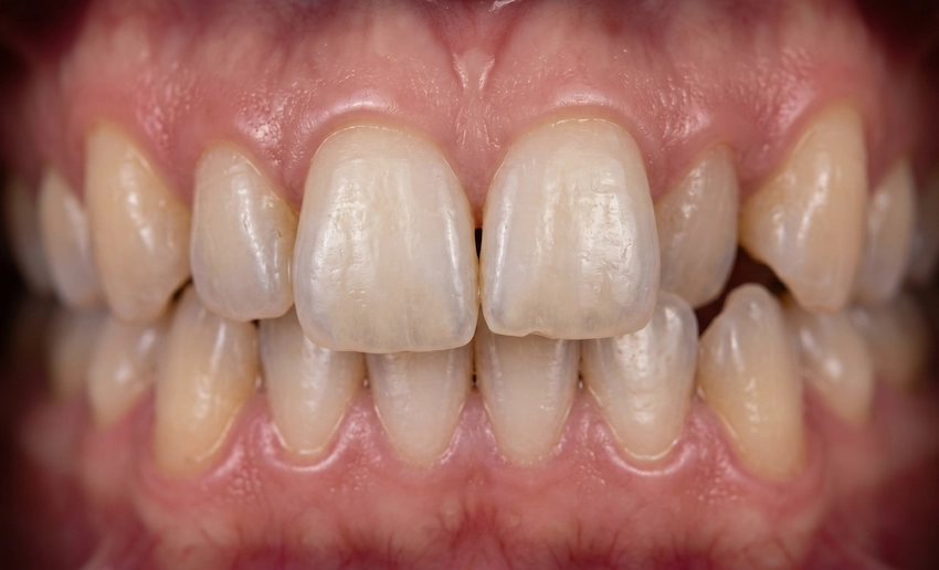 severely crooked teeth before clear aligners