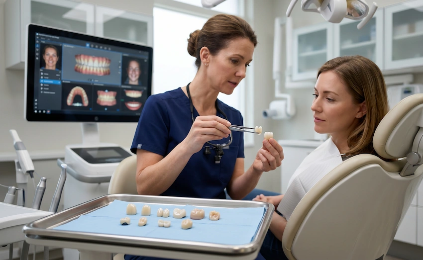 dental clinic consultation crown selection dentist