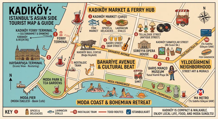kadikoy map for tourists in istanbul turkey