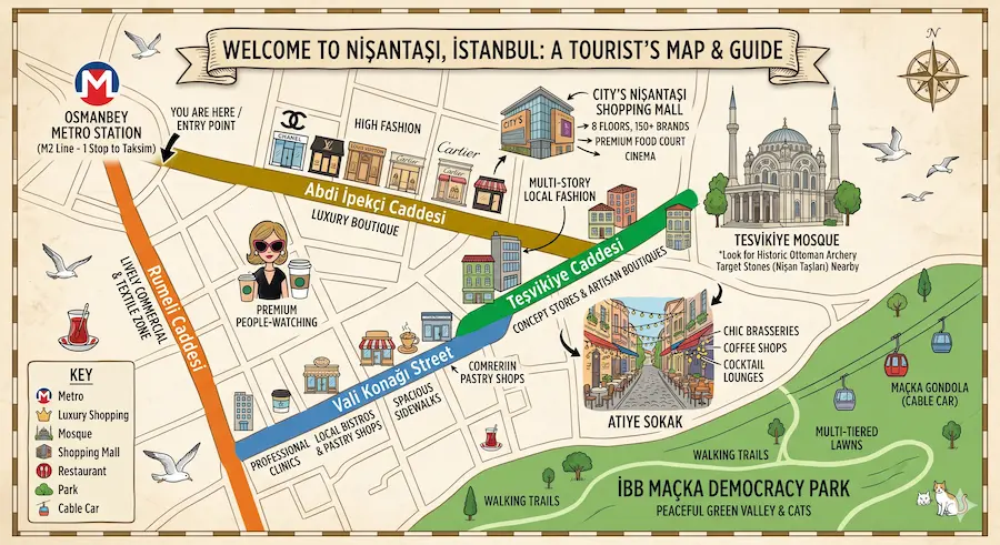 nisantasi map for tourists in istanbul turkey