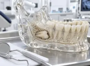 Anatomical model demonstrating full bony impaction